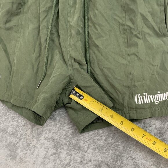 Civil Regime Shorts Mens Small Faux Suede Military Green Logo Athleisure Casual - Picture 5 of 13